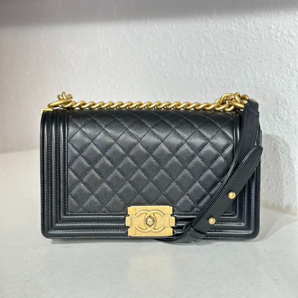 Chanel Black Caviar Medium Boy Bag Shoulder Bag Crossbody